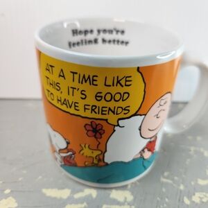 Vintage Peanuts Snoopy Mug “Hope You’re Feeling Better” Charlie Brown Snoopy Cup
